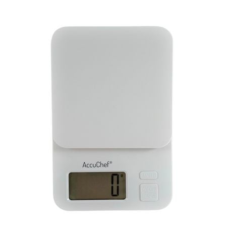 AccuChef Compact Digital Scale, in White or Red, 6.6 lb (3kg) capacity