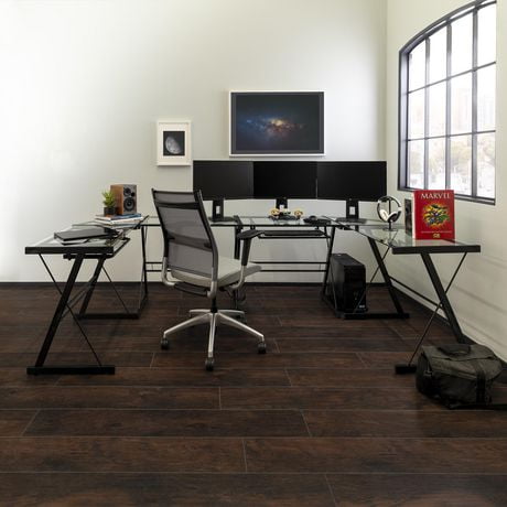 Manor Park Modern Glass Corner Computer Desk And Gaming Manor Park Modern Glass Corner Computer