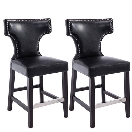 CorLiving Kings Studded Bonded Leather Counter Height Barstools ...