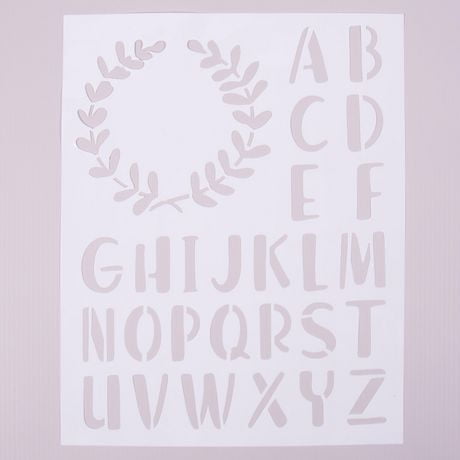 On the Surface™ Feuille de pochoirs motifs décoratifs et monogrammes, 25,4 cm x 17,8 cm. Inclut toutes de l’alphabet