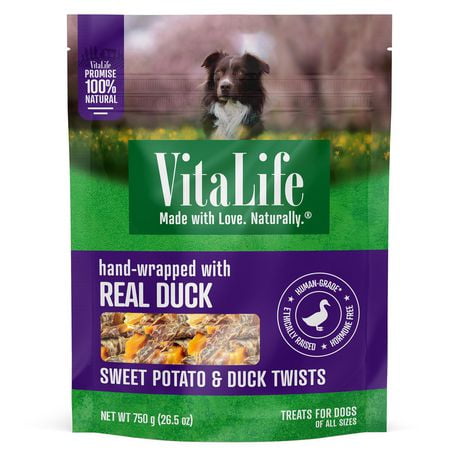 VitaLife Sweet Potato & Duck, All Natural Dog Treats, 750 g Hand Wrapped Treats