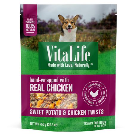 VitaLife Sweet Potato Chicken All Natural Dog Treats 750 g Hand Wrapped Treats