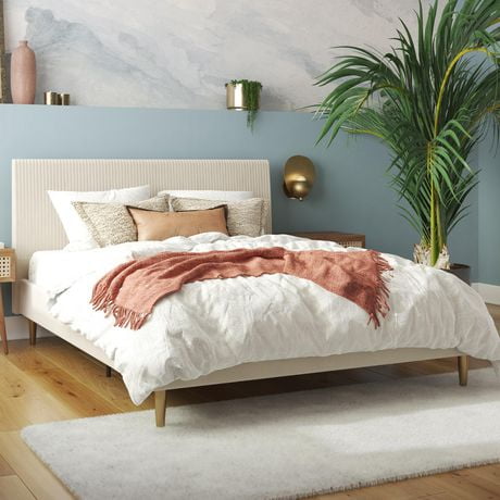 Mr. Kate Daphne Upholstered Bed, Queen, Ivory Velvet
