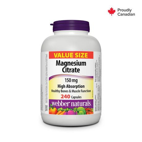 Webber Naturals Magnesium Citrate High Absorption   150 mg, 240 Capsules