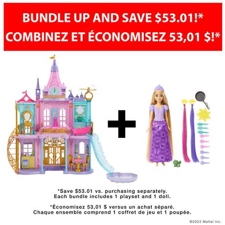 Disney Princess Magical Adventures Castle and Fairy-Tale Hair Rapunzel Doll Bundle