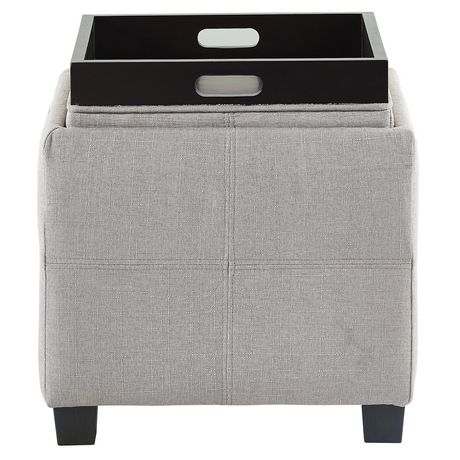 Storage Ottoman with Reversible Tray Lid - Light Grey | Walmart Canada