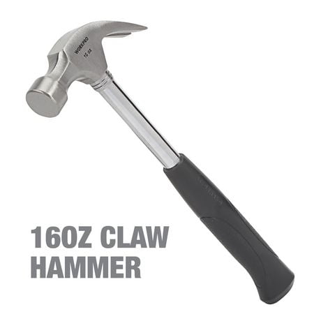 WorkPro 16 Oz Claw Hammer, Non-slip TPR Handle