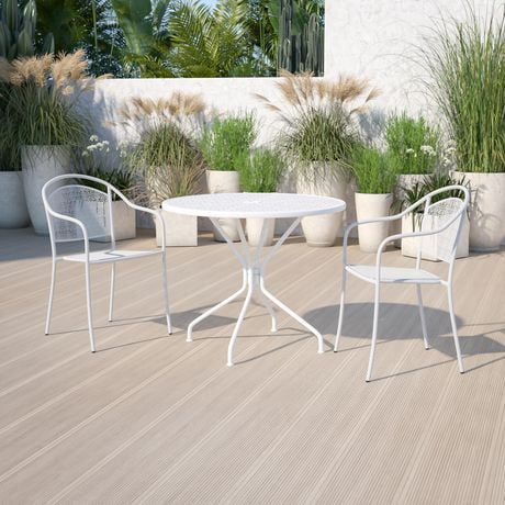 35 25 Round White Indoor Outdoor Steel Patio Table Walmart Canada