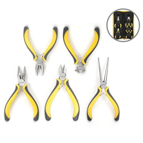 WorkPro Mini Pliers Set With Pouch - 5 Piece, Non-slip TPR handle