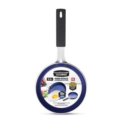 Granite Stone Blue 5.5" Single Egg Pan, Nonstick, Novelty-Sized Eggpan with Rubber, Heat-Proof Handle, Dishwasher Safe