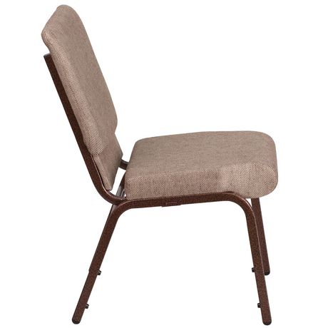 18.5'' W GRAY FABRIC STACKING CHURCH CHAIR WITH GOLD VEIN FRAME 