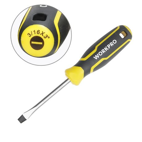 WorkPro Slotted Screwdriver 3/16 x 3"/75mm