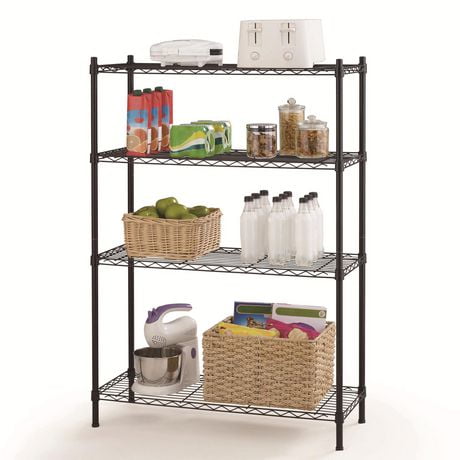 Hyper Tough 4 Tier Metal Storage Rack, Wire Shelving, 350lbs loading capacity for each shelf, black color, Product size: 36 in. W x 14 in. D x 54 in. H