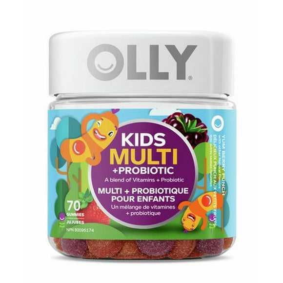 Supplément Gélifié OLLY Multi + Probiotique pour Enfants Délicieux Punch aux Petits Fruits