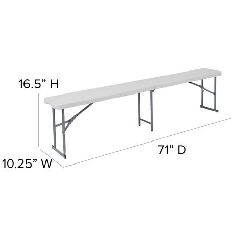 Flash Furniture 10.25W x 71L Bi-Fold Granite White Plastic Bench with Carrying Handle 