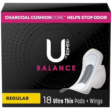 U by Kotex Balance Ultra Thin Pads with Wings, Regular Absorbency, 18 Count, UBK PAD 18