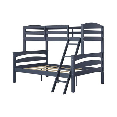 Dorel Living Brady Twin over Full Wood Bunk Bed Frame, Graphite Blue ...