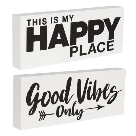 Hometrends Good Vibes Happy Place Mdf Box Plaque Walmart Canada