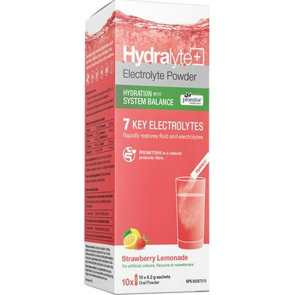 Hydralyte plus santé digestive saveur de limonade aux fraises 10 sachets