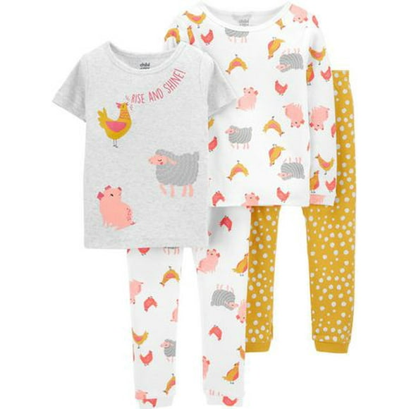 Pyjama 4 pièces pour Bébé Coton Fille Child of Mine made by Carter’s – poulette