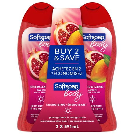 Softsoap Moisturizing Body Wash, Juicy Pomegranate and Mango, 591 mL (Twin Pack), 591 mL