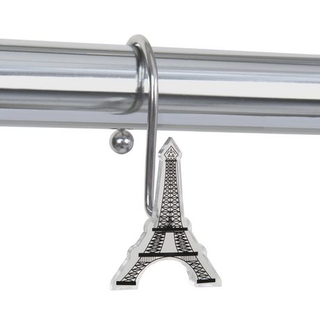 Zilucky Set of 12 Eiffel Tower Shower Curtain Hooks Parisian Paris Silver for sale online 