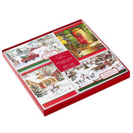 Walmart-exclusive boxed Christmas cards include 40 cards (10 each of 4