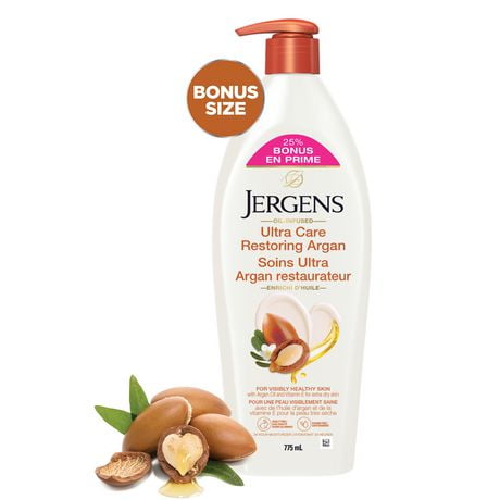 Taille BONUS Hydratant pour le corps Soins Ultra à l’argan restaurateur enrichi d’huile pour la peau très sèche de Jergens 775 ml