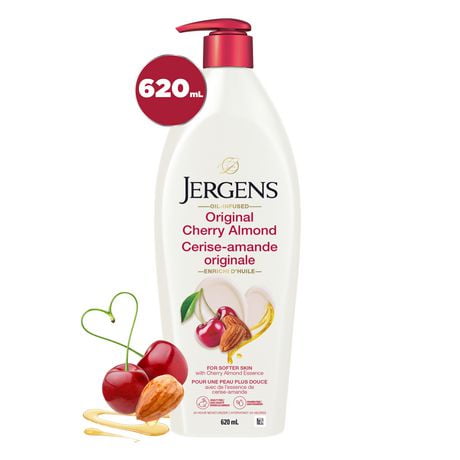 Jergens Original Cherry Almond Moisturizer & Body Lotion for Dry Skin, 620mL
