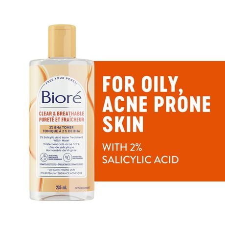 Bioré Pore Clarifying Toner with Witch Hazel, Salicylic Acid  Facial Skin Care for Acne Prone Skin, 235mL, Dermatologist Tested | 235 mL