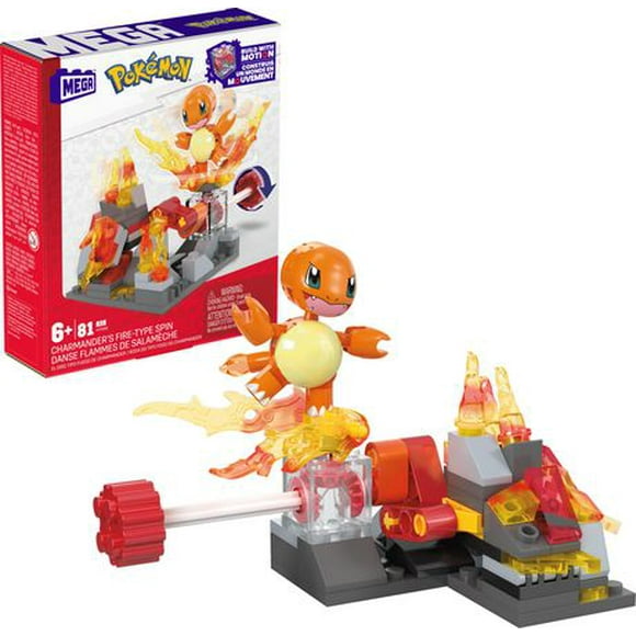 MEGA Pokémon Charmander's Fire-Type Spin Building Toy Kit with Figure (81 Pieces) for Kids