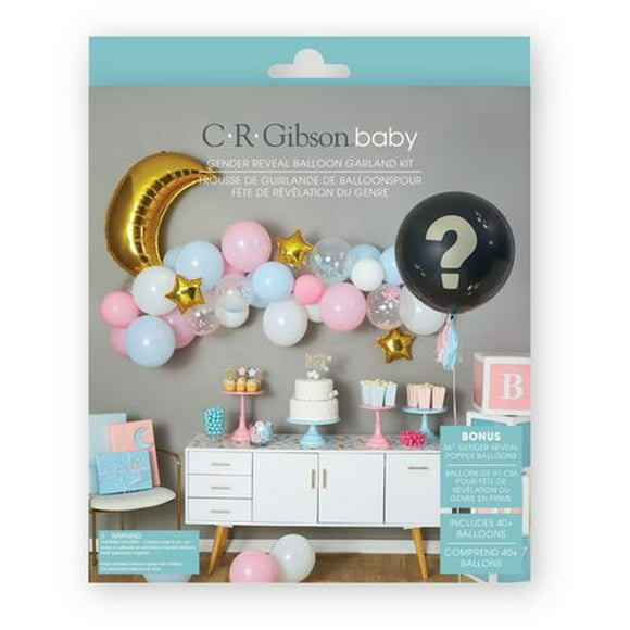 GR GIBSON GENDER REVEAL BALLOON POPPER GARLAND KIT, “GENDER REVEAL PARTY BALLOON GARLAND KIT<br>BONUS 36-INCH GENDER REVEAL PARTY BALLOONS<br>INCLUDES 40+ BALLOONS<br>"