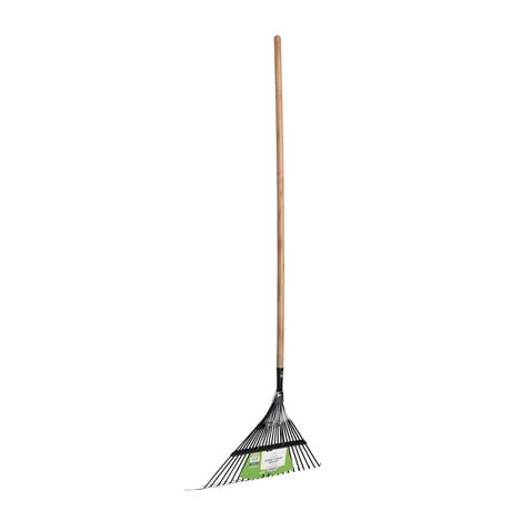 Expert Gardener Hardwood Handle 22-Tine Steel Leaf Rake, Quickly collect leaves