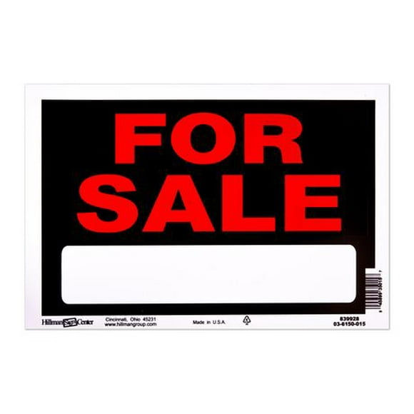 Affiche en plastique fluorescent Hillman de 8 x 12 po « For Sale »
