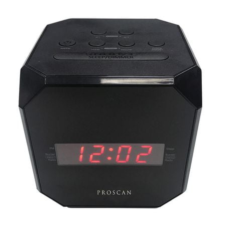 Radio-réveil Proscan Cube avec écran DEL de 1.5 cm (0.6 po) - Noir