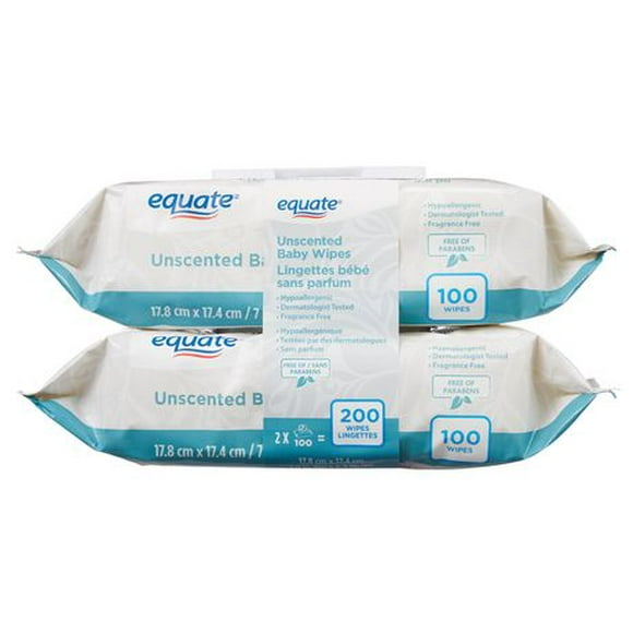 Equate Unscented Baby Wipes, 200 wipes