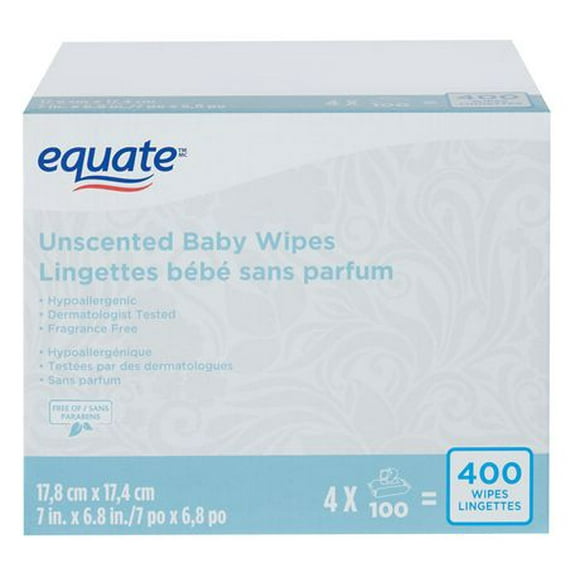 Equate Unscented Baby Wipes, 400 wipes