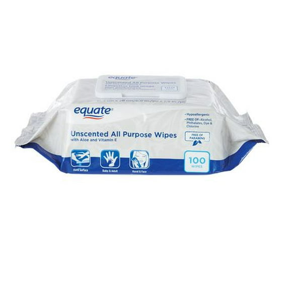 Equate Unscented All Purpose Wipes, 100 wipes