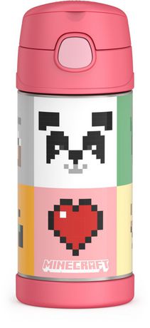 *NEW* Thermos FUNtainer Stainless Steel 12oz/355mL Straw Bottle - Minecraft  Pink