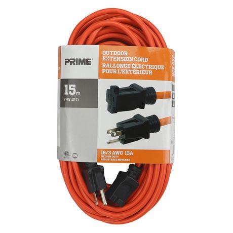 Prime Wire & Cable 15m (49.2ft) Outdoor Extension Cord, 15m (49.2ft) 16/3 Ext. Cord