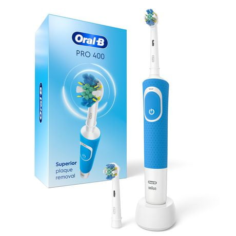 Oral-B Pro 400 Floss Action Vitality Electric Toothbrush with (2) Brush Heads, Rechargeable, Blue, Toothbrush with (2) Brush Head