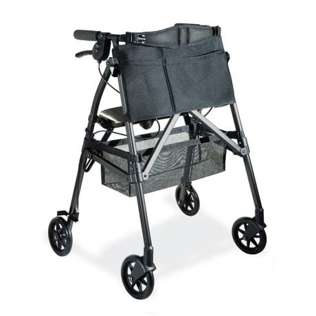Stander EZ Fold-N-Go Rollator for Seniors, Lightweight Rolling Walker with Seat and Wheels, Black