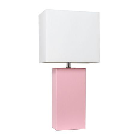 Lampe de table en cuir moderne Elegant Designs avec abat-jour en tissu blanc