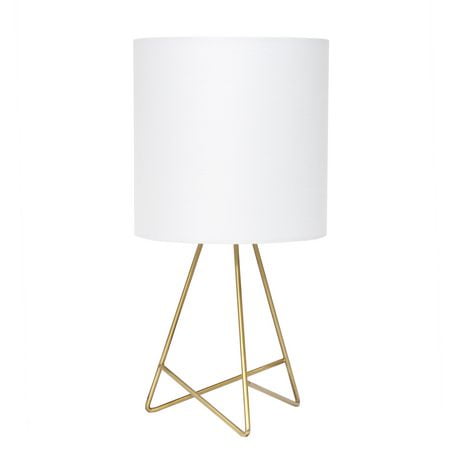 Simple Designs Down to the Wire - Lampe de table avec abat-jour en tissu, or avec abat-jour