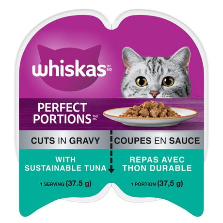 Nourriture humide pour chats Perfect Portions de Whiskas repas au thon coupes en sauce 75g