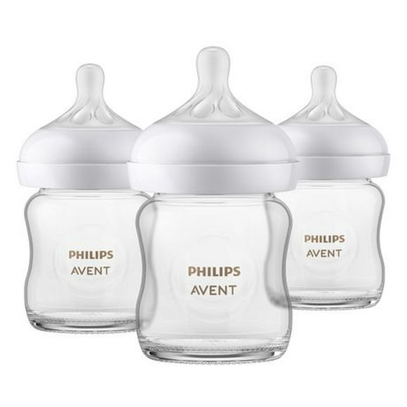 Biberon en verre Natural Philips Avent avec tétine Natural Response, 125 ml (4 oz), emb. de 3, SCY910/03 biberon enverre 4oz 3pk
