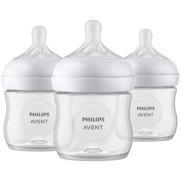 Philips Avent Natural Baby Bottle With Natural Response Nipple, Clear, 4oz, 3 pack, SCY900/03, Avent Natural Bottle Clear 4oz 3pk