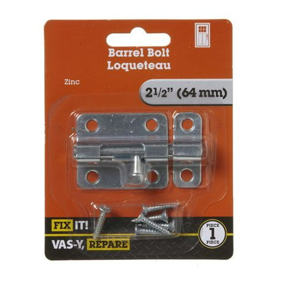2-1/2" Zinc Barrel Bolt 1 Piece, Barrel Bolts are great for securing doors, gates and cabinets. It can be used for right or left handed applications.