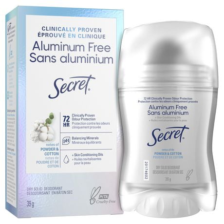 Secret Clinically Proven Aluminum Free Deodorant for Women Powder Cotton, 39G