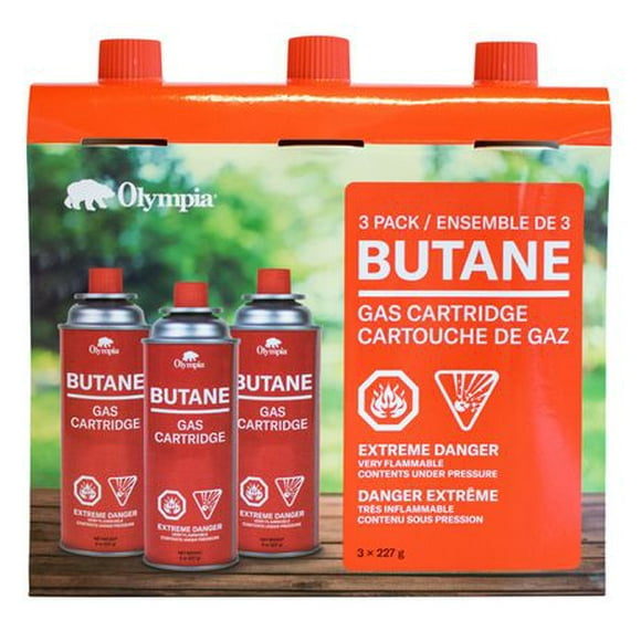 Olympia Butane. 3 Pack. 227G. Gas Cartridge for PortaStove or Portable Heater